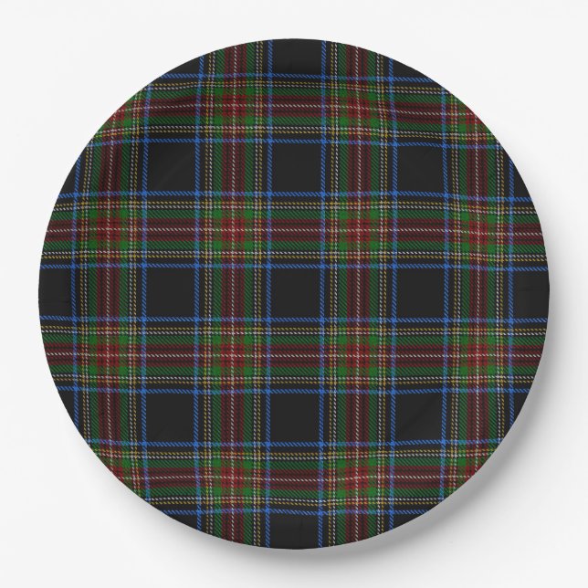 Plato De Papel Stewart Black Tartan (Anverso)