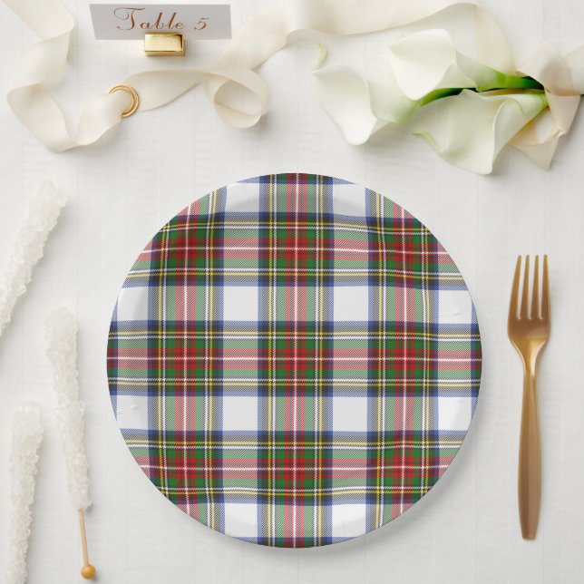 Plato De Papel Stewart Royal Dress Plaid Scottish Symmetry (Boda)