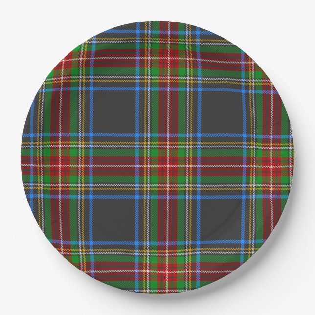 Plato De Papel Stewart Stuart Black Clan Tartan Plaid (Anverso)