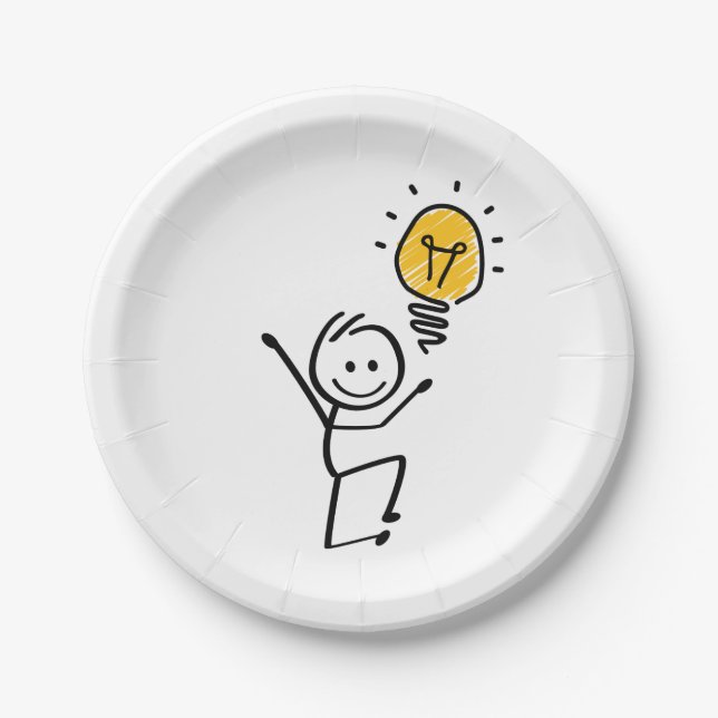 Plato De Papel Stickman. Lamp idee, briljant, brainstorm sessie (Anverso)