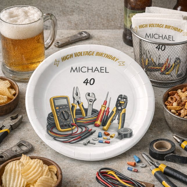 Plato De Papel Still Shocking at 40 Electrician Birthday Party (Subido por el creador)