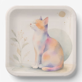 Plato De Papel Stille Katze im Mondlicht