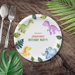 Plato De Papel Stomp Chomp Roar Dinosaur Birday Party