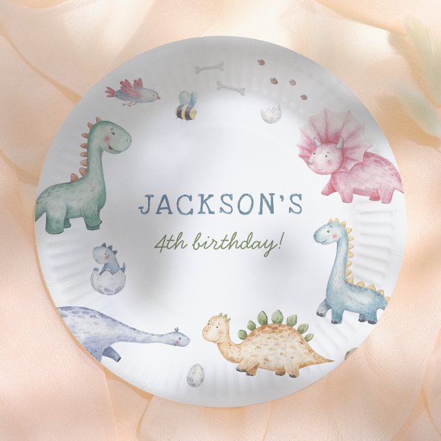 Plato De Papel Stomp, Chomp & Roar Dinosaur Boys Birthday Party (Subido por el creador)