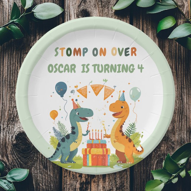 Plato De Papel "Stomp On Over Dinosaur Birday (Subido por el creador)