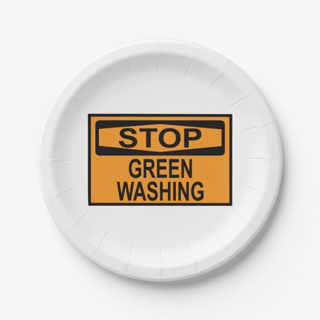 Plato De Papel Stop Greenwashing Sign (Anverso)