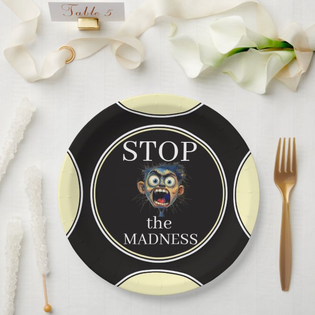 Plato De Papel Stop the Madness Paper Plate (Boda)