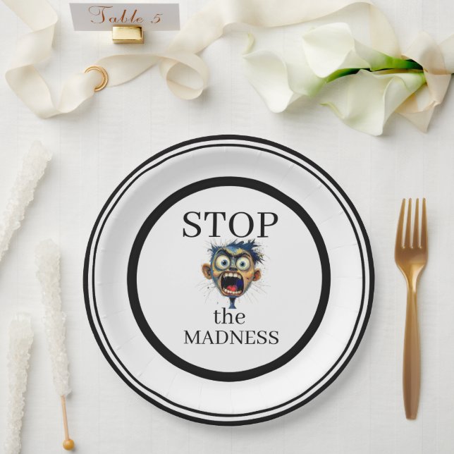 Plato De Papel Stop the Madness Paper Plate (Boda)