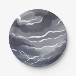 Plato De Papel Stormy Skies | Color de agua oscuro