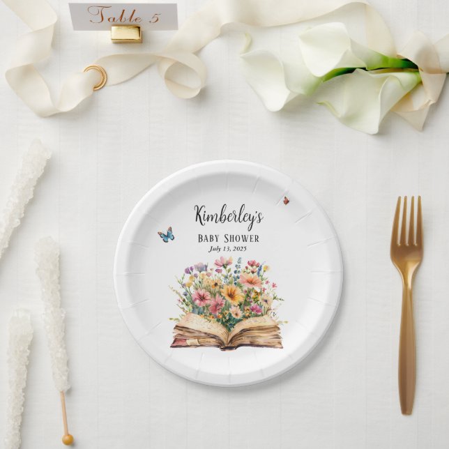 Plato De Papel Storybook New Chapter Baby Shower Wildflower  (Boda)