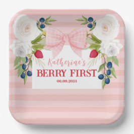 Plato De Papel Strawberry 1st Berry First strawberry Birthday 