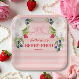Plato De Papel Strawberry 1st Berry First strawberry Birthday 