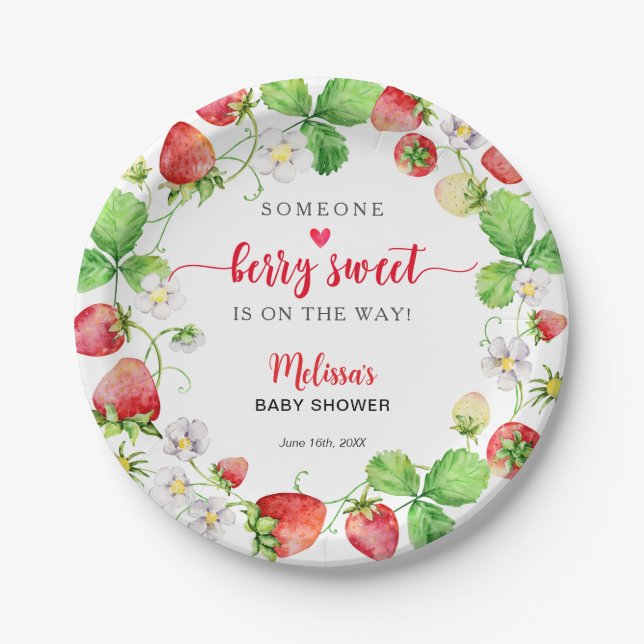Plato De Papel Strawberry Baby Shower (Anverso)