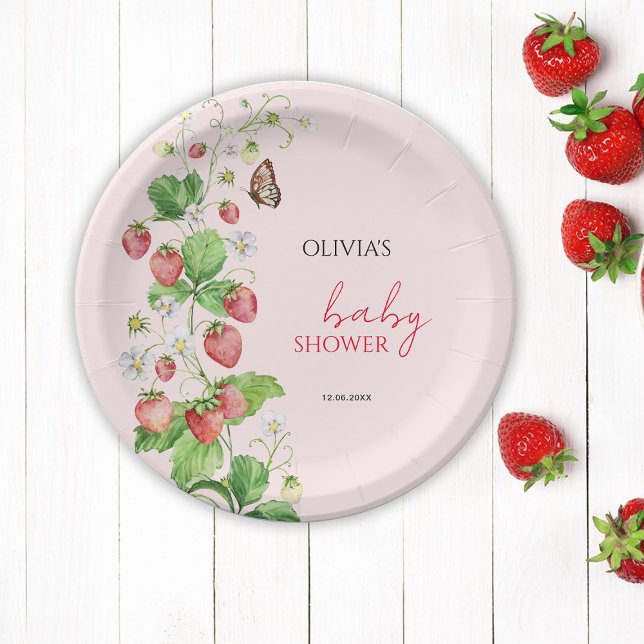 Plato De Papel Strawberry Baby Shower (Subido por el creador)