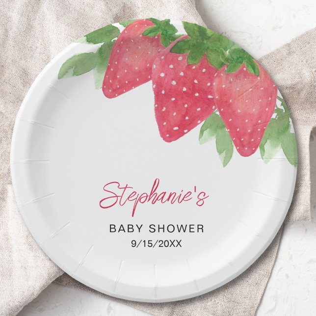 Plato De Papel Strawberry Baby Shower (Subido por el creador)
