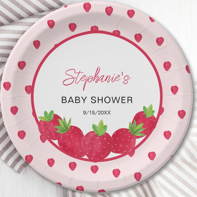 Plato De Papel Strawberry Baby Shower (Subido por el creador)