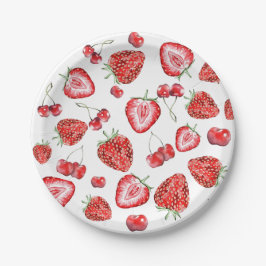 Plato De Papel Strawberry Baby Shower Berry Red