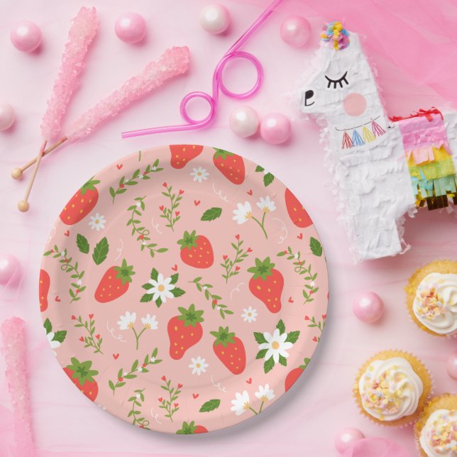 Plato De Papel Strawberry Blossom Party Plates (Fiesta)