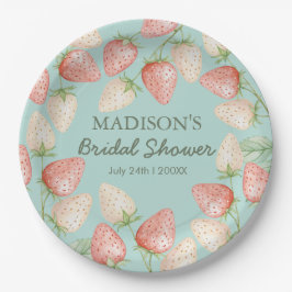 Plato De Papel Strawberry Mint Green Garden Bridal Shower