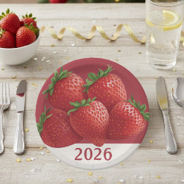 Plato De Papel Strawberry New Year's Eve Sweet