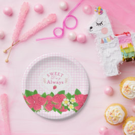 Plato De Papel Strawberry Pink Gingham