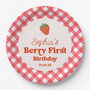 Plato De Papel Strawberry Red Pink Berry Primer Fiesta de cumplea