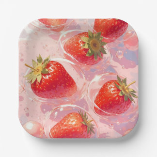 Plato De Papel Strawberry Splash