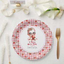 Plato De Papel Strawberry Theme Berry Sweet Baby Shower