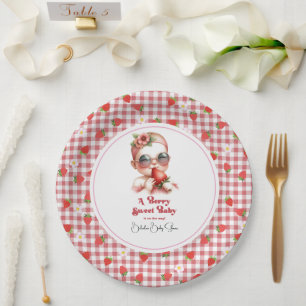 Plato De Papel Strawberry Theme Berry Sweet Baby Shower