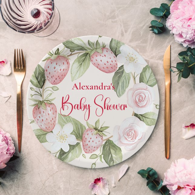 Plato De Papel Strawberry Woodland Baby Shower (Subido por el creador)