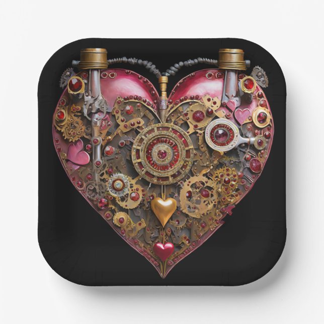 Plato De Papel Streampunk Heart Ruby Valentine (Anverso)