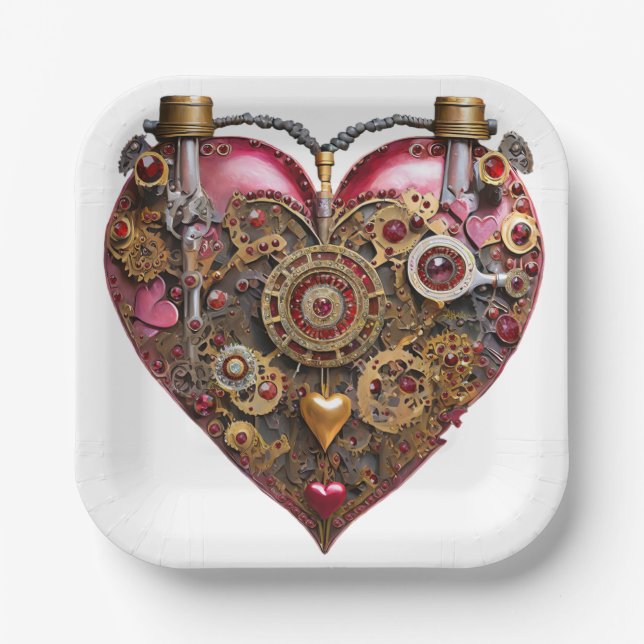 Plato De Papel Streampunk Heart Ruby Valentine (Anverso)