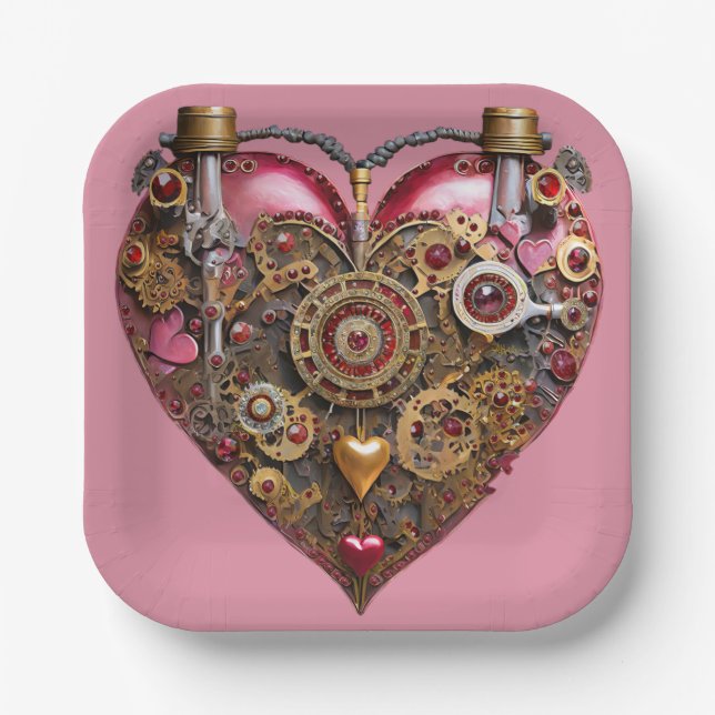 Plato De Papel Streampunk Heart Ruby Valentine (Anverso)