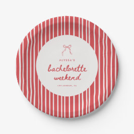 Plato De Papel Striped Coquette Bow Bachelorette Weekend