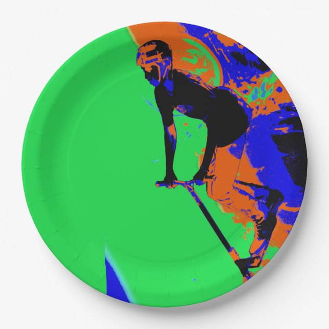 Plato De Papel Stunt Scooter Speedster - Scooter Boy (Anverso)
