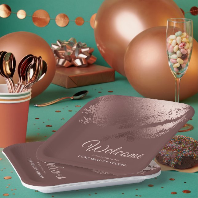 Plato De Papel Stylish bronze business event party welcome (Multi)