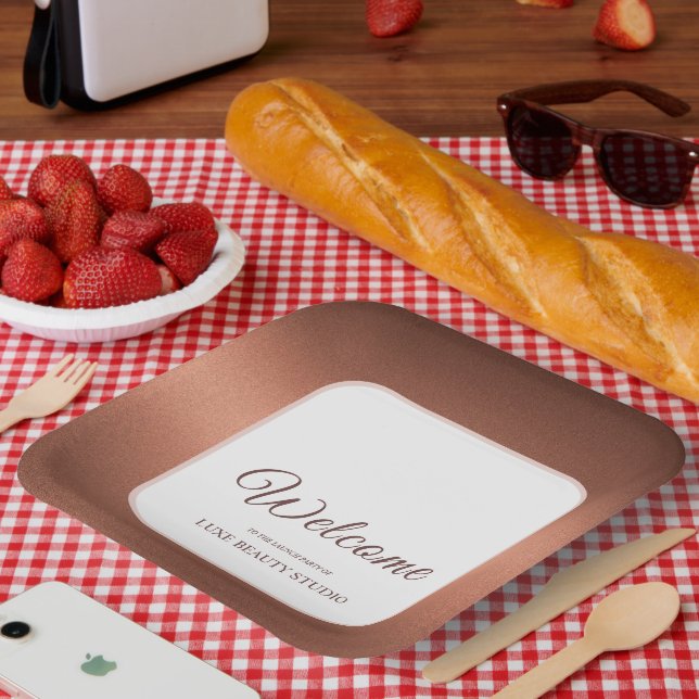 Plato De Papel Stylish bronze special event party welcome (Picnic)