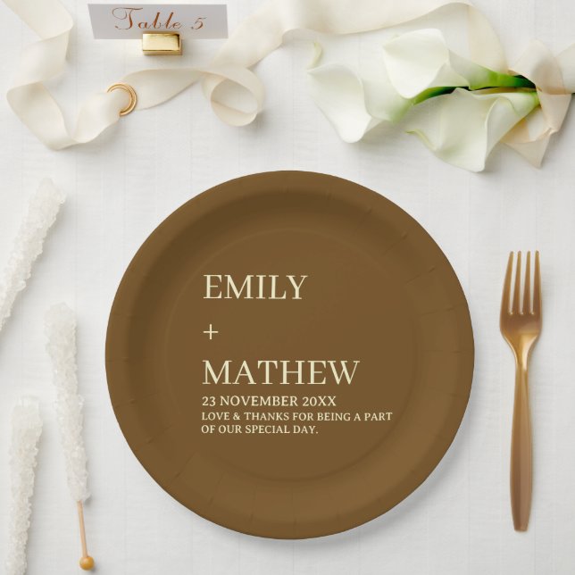PLATO DE PAPEL STYLISH MODERN CUSTOMIZED ELEGANT CLASSIC WEDDING  (Boda)