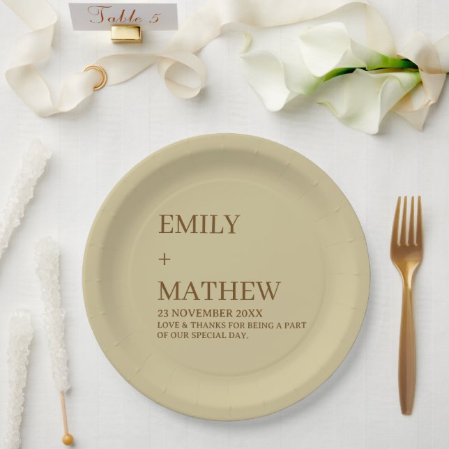 PLATO DE PAPEL STYLISH MODERN CUSTOMIZED ELEGANT CLASSIC WEDDING  (Boda)