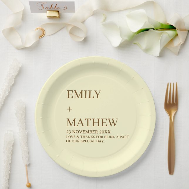 PLATO DE PAPEL STYLISH MODERN CUSTOMIZED ELEGANT CLASSIC WEDDING  (Boda)