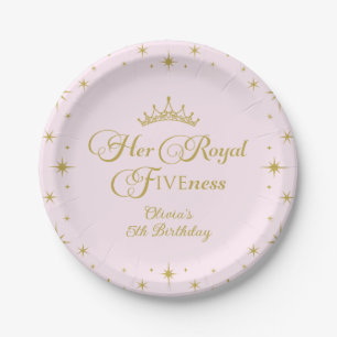 Plato De Papel Su Alteza Real de Cincoañera Princesa de Oro Cumpl