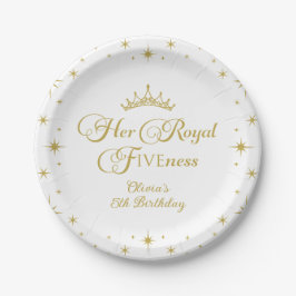 Plato De Papel Su Alteza Real de Cincoañera Princesa Dorada Cumpl
