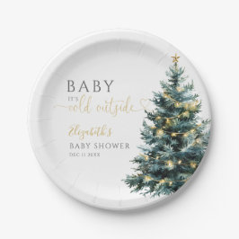 Plato De Papel Su frío fuera de la Baby Shower de los Navidades d