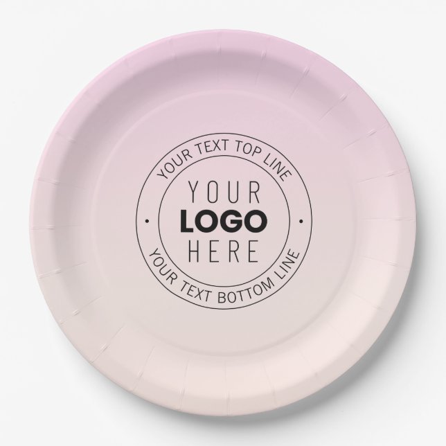Plato De Papel Su logotipo cargado | Texto circular editable (Anverso)
