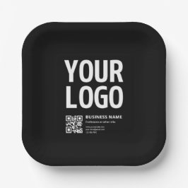Plato De Papel Su logotipo con código QR editable y texto