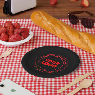 Plato De Papel Su logotipo o imagen y texto editable, rojo o pers