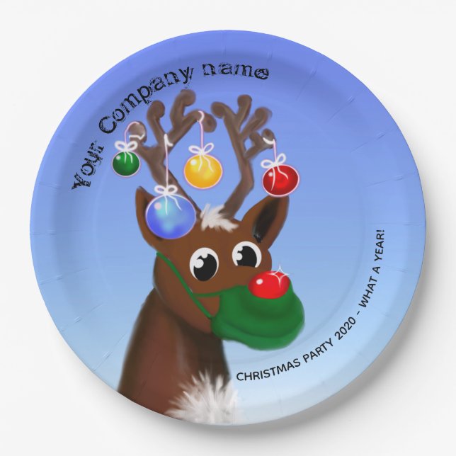 Plato De Papel Su nombre de empresa fiesta de navidades cómicos d (Anverso)