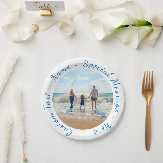Plato De Papel Su papel fotográfico favorito se coloca con texto  (Boda)