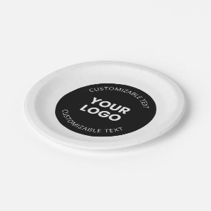 Plato De Papel Su propio logotipo de negocio cargado con texto ed