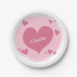 Plato De Papel Su(s) nombre(s) en placas de papel para el corazón